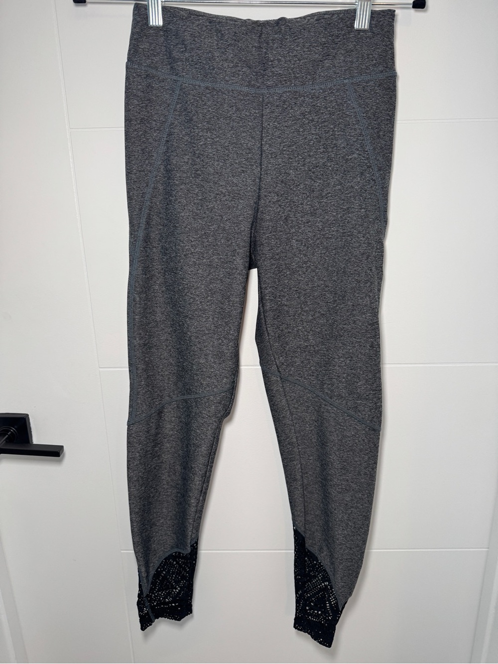Sam Edelman Gray Leggings with Black Lace Hem Detail